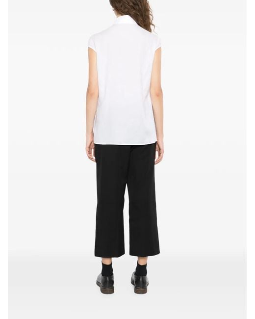 Yohji Yamamoto White Ruffle-Detailing Sleeveless Top