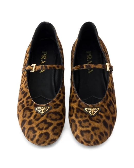 Prada White Printed Leather Ballerinas