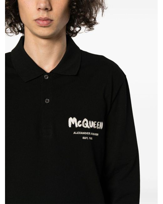 Alexander McQueen Poloshirt mit Logo-Stickerei in Black für Herren