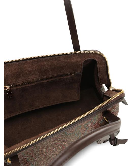 Etro Brown Paisley Top Handle Tote Bag