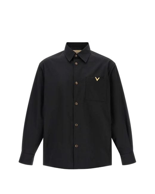 Valentino Garavani Black Vgold Pocket Overshirt for men