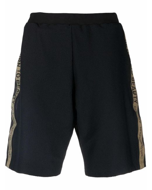 Etro Black Logo-Tape Casual Shorts for men