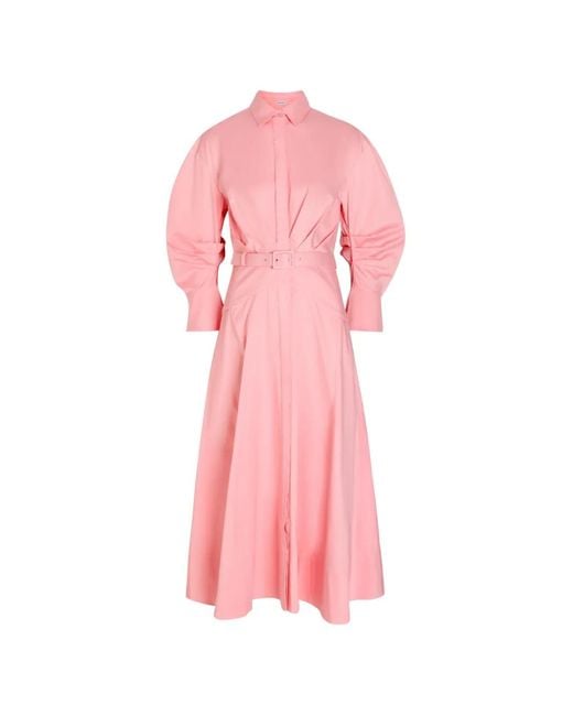Rebecca Vallance Pink Dianthe Belted Puff-Sleeve Midi Dress