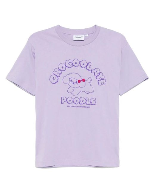Chocoolate Purple Poodle Graphic T-Shirt