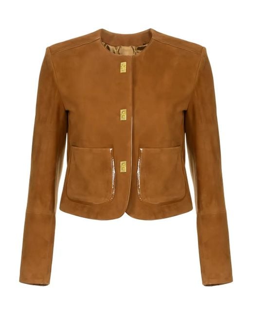 Elisabetta Franchi Brown Jacke Mit Aufgesetzter Tasche