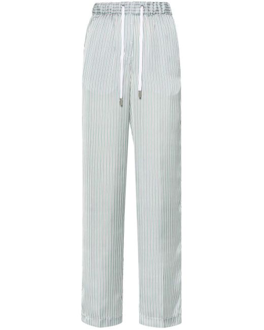 Peserico White Striped Straight-leg Trousers