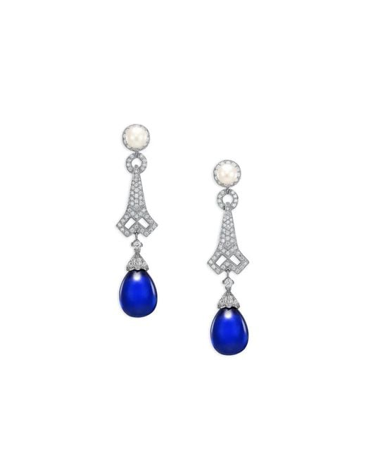 Anabela Chan Blue Lattice 14K Sapphire And Diamond Earrings