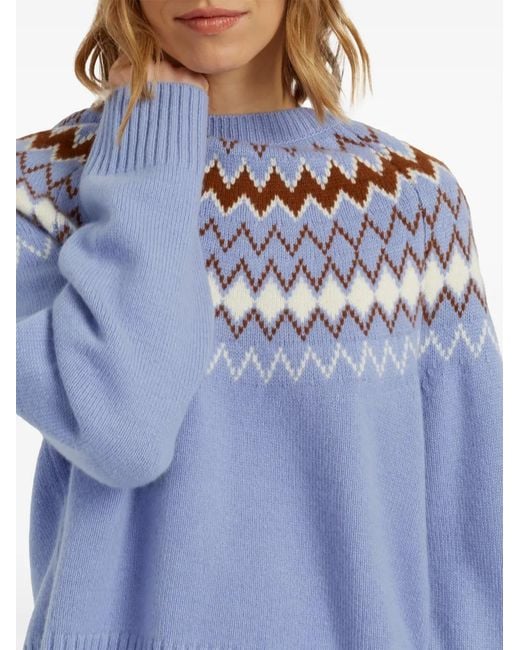 Chinti & Parker Blue Fair Isle Round-Neck Sweater
