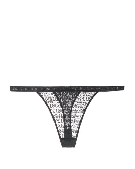 Stella McCartney Gray Logo-Print String Thong