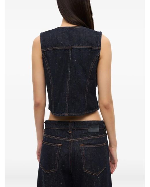Ganni Blue Denim Waistcoat
