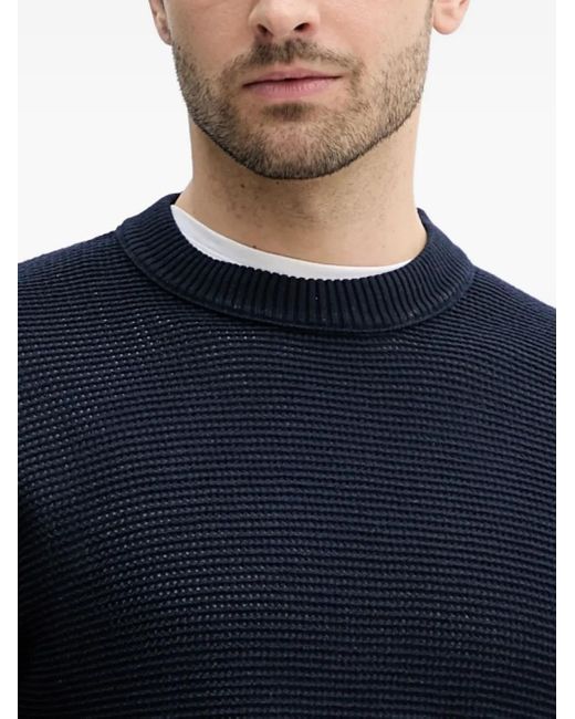 Boss Blue Textured Sweater for men
