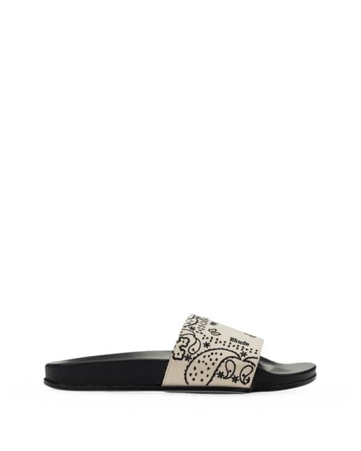 Rhude White Paisley-Print Slides for men