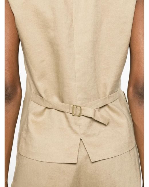 Max Mara Natural Linen Box Fit Vest With Adjustable Back Strap