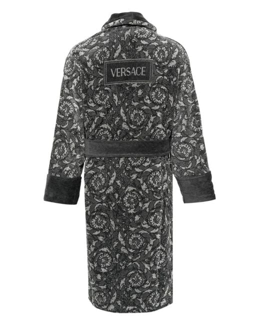 Versace Gray Barocco Belted Bathrobe