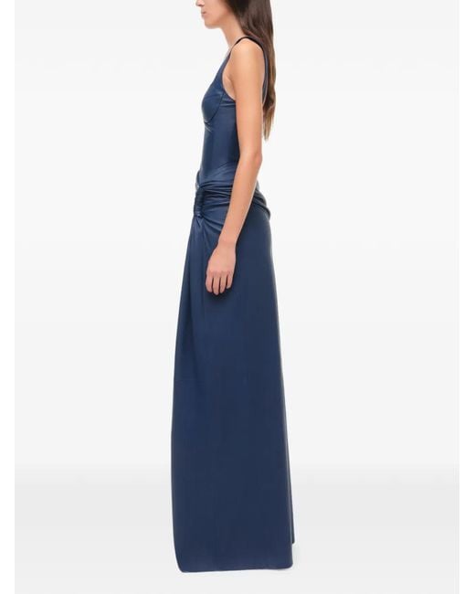Jonathan Simkhai Blue Lyle Draped Leather Maxi Dress