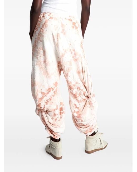 One Teaspoon White Draped Snakeskin-Print Trousers