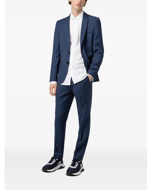 HUGO Blue Veste Boutonnée À Revers Crantés for men