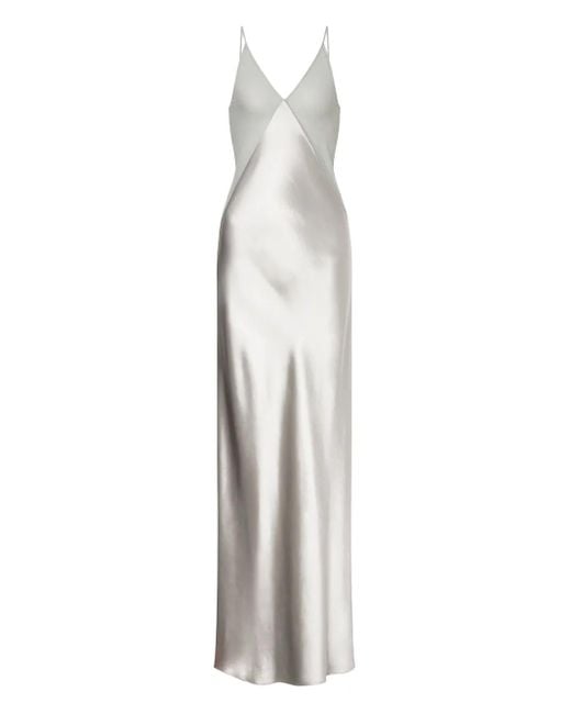 Alberta Ferretti White Satin Long Dress
