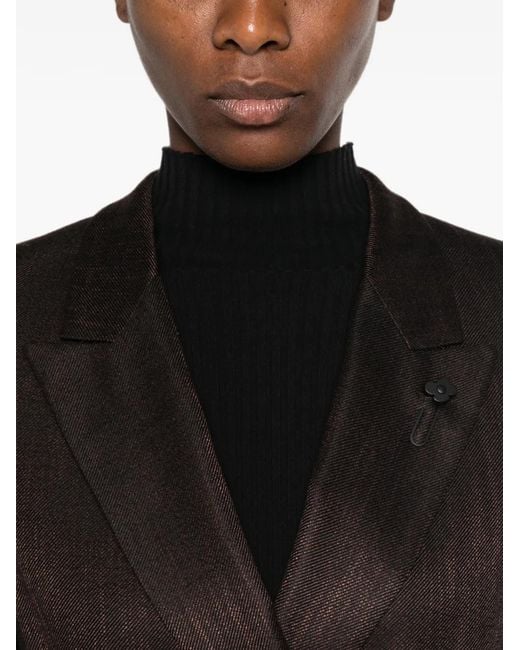 Lardini Brown Double-Breasted Peaked-Lapel Blazer