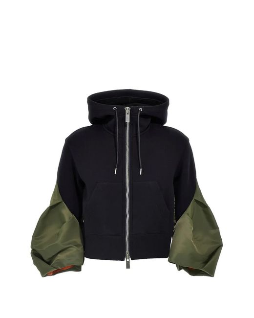 Sacai Black Contrast-Panel Sponge Hoodie