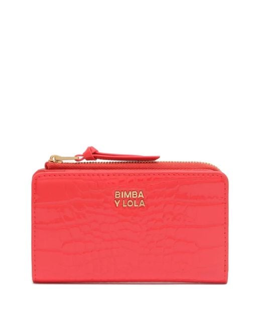 Bimba Y Lola Red Crocodile-Effect Zip-Around Wallet
