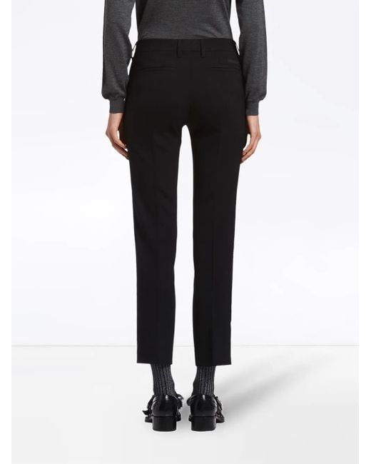 Prada Black Cropped Slim-fit Trousers