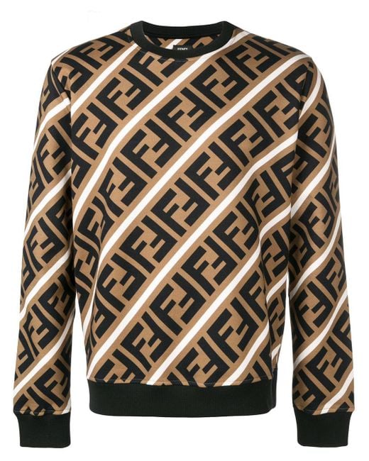 Fendi Sweater Met Ff Logo Print in het Brown voor heren