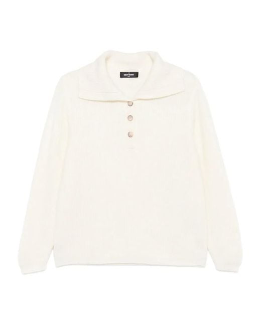 Gran Sasso White Button Collared Sweater