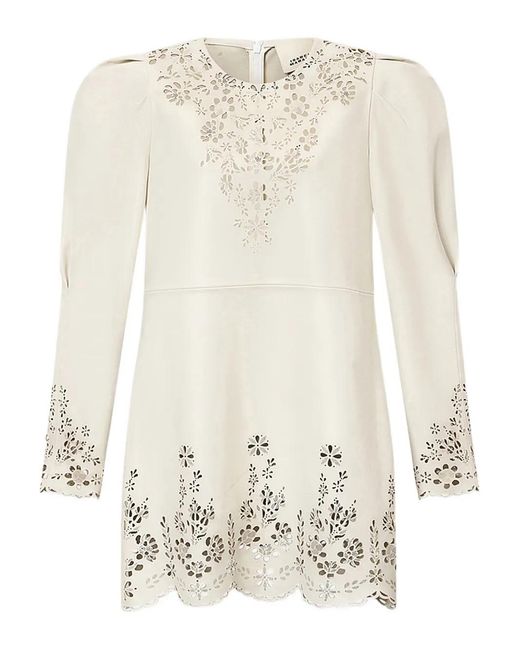 Isabel Marant White Nala Floral-Details Mini Dress