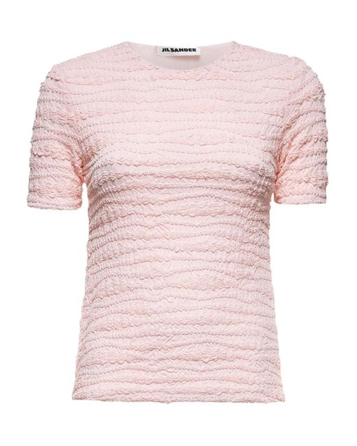 Top Girocollo Con Finitura di Jil Sander in Pink