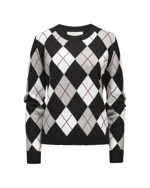 Lisa Yang Black Argyle-Knit Cashmere Sweater