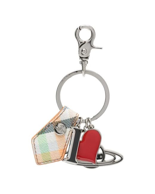 Vivienne Westwood White Porte-Clés I Love Orb À Motif Tartan