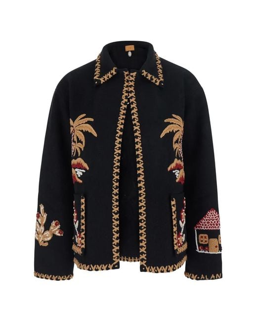 Alanui Black Remember Me Embroidered Whipstitch-Trim Jacket