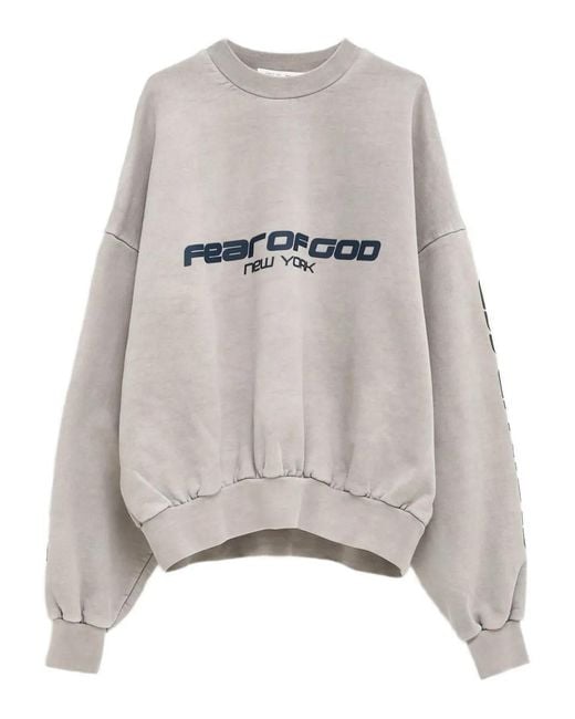 Fear Of God Gray Heavy Fleece Cropped Relaxed Sweatshirt for men