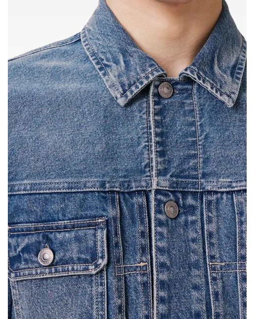AllSaints Blue Exile Button-Fastening Denim Jacket for men
