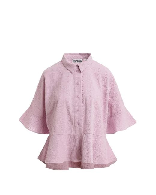 Essentiel Antwerp Pink Peplum-Hem Shirt