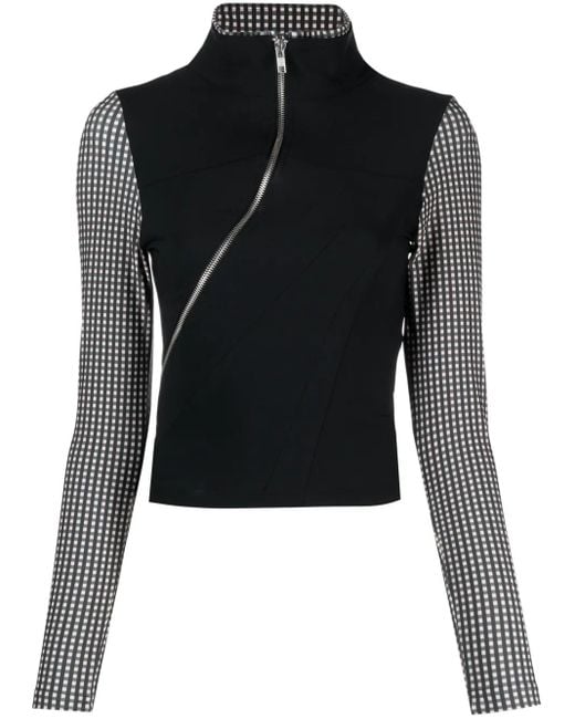OTTOLINGER Black Layered Checked High-Neck Top