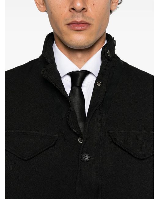 Junya Watanabe Black Button-Up High-Neck Jacket for men