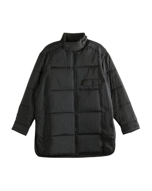 Yohji Yamamoto Black Pinstripe Pattern Padded Coat for men
