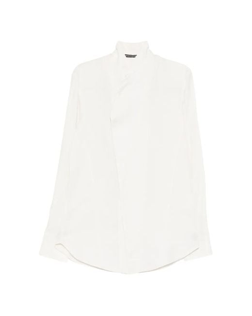 Julius White Coverd Neck Shirt for men