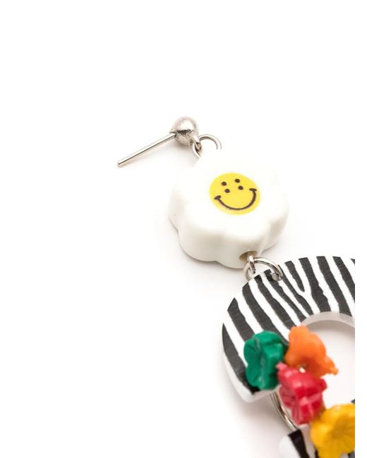 Amir Slama White Charm-Appliqué Drop Earrings