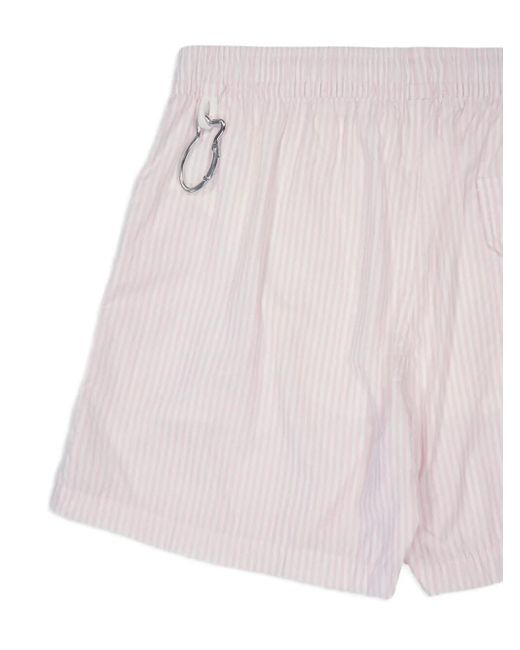 Fedeli Pink Madeira Striped Drawstring Swim Shorts for men