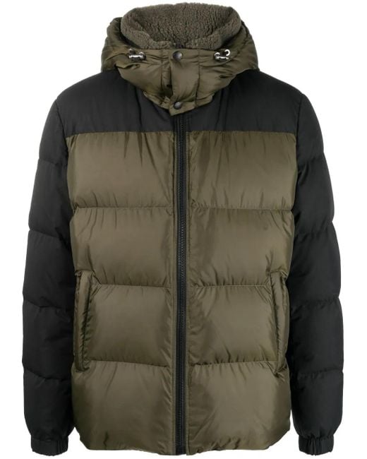 Yves Salomon Green Detachable-Hood Down Jacket for men
