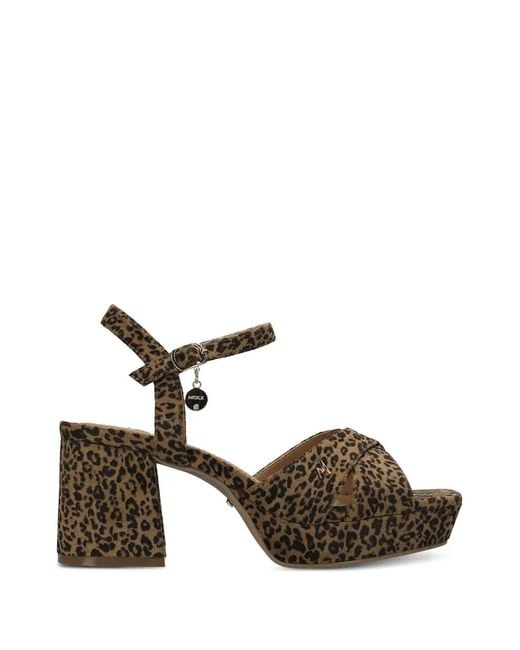 Mexx Brown Leopard-Print Platform Sandals