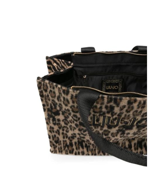 Liu Jo Black Leopard-Print Tote Bag