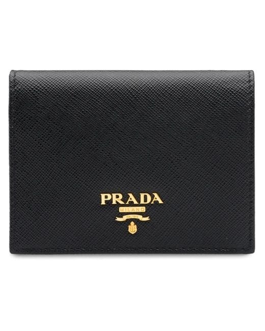 Prada Black Small Logo-Plaque Folding Wallet