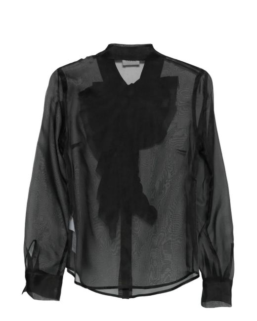 P.A.R.O.S.H. Black Ruffled Silk Blouse