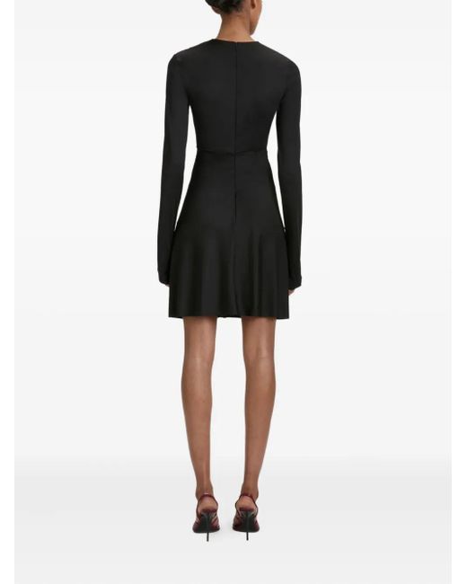 Victoria Beckham Long-Sleeve V-Neck Mini Dress in Black | Lyst