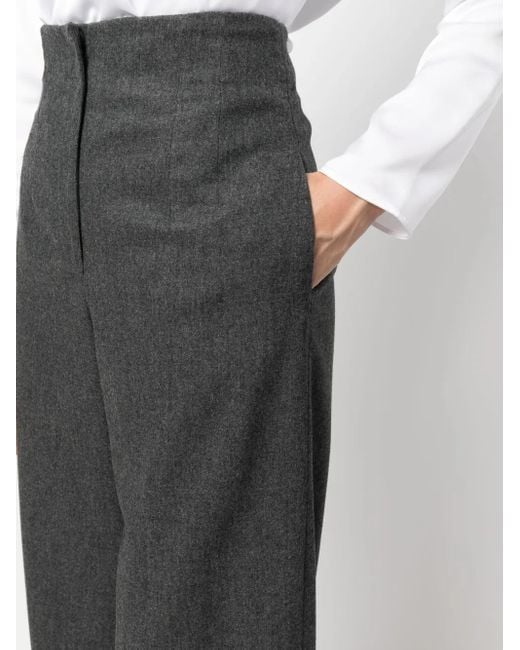 Pantalon Droit À Taille Haute Emporio Armani en coloris Gray