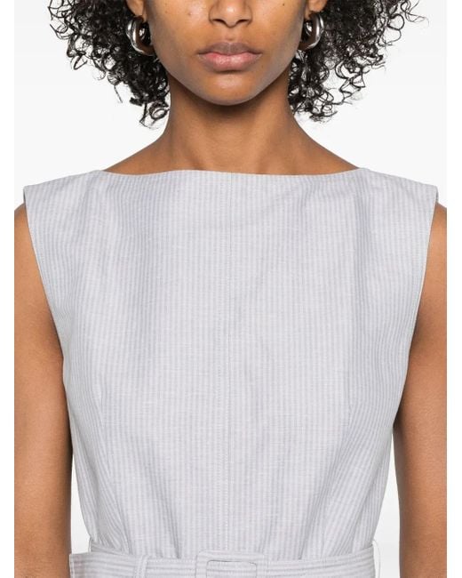 Thom Browne White Striped Midi Dress